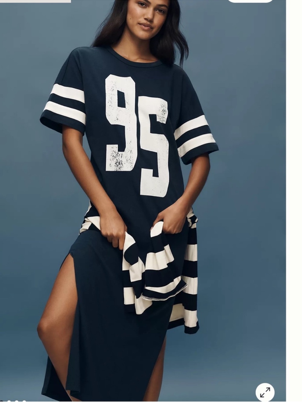 Anthropologie Daily Practice Navy ‘95’ Graphic Maxi Dress. Size Small